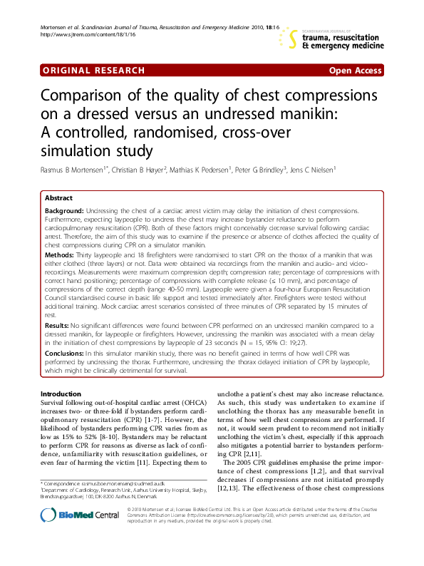(PDF) Comparison of the quality of chest compressions on a dressed ...
