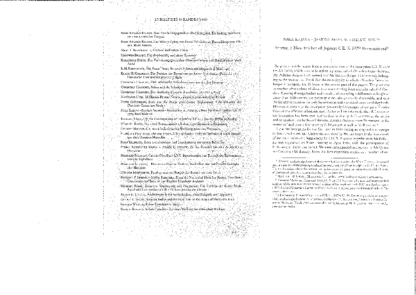 (PDF) Atratus, a New Epithet of Jupiter: CIL X 5779 Reconsidered (with ...