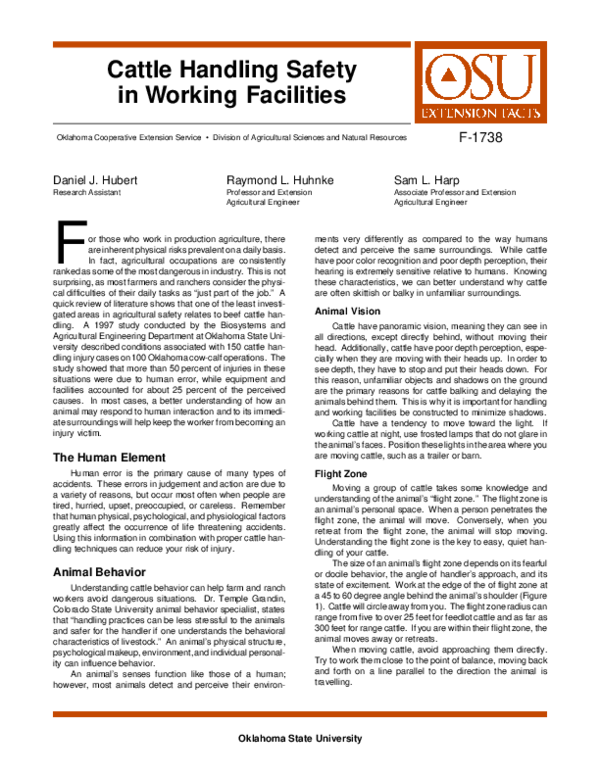 (PDF) Cattle Handling Safety in Working Facilities Sam Harp