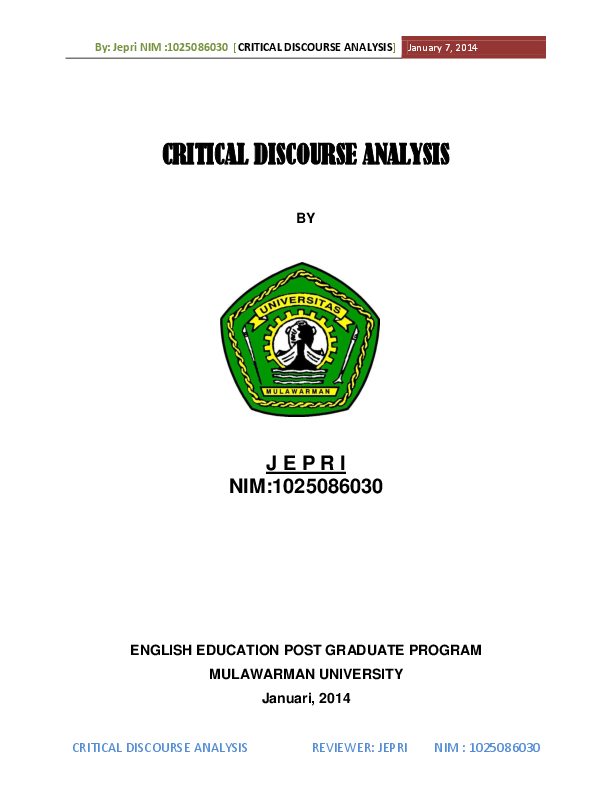 Doc Critical Discourse Analysis Journal Review Jepri Nainggolan Academia Edu