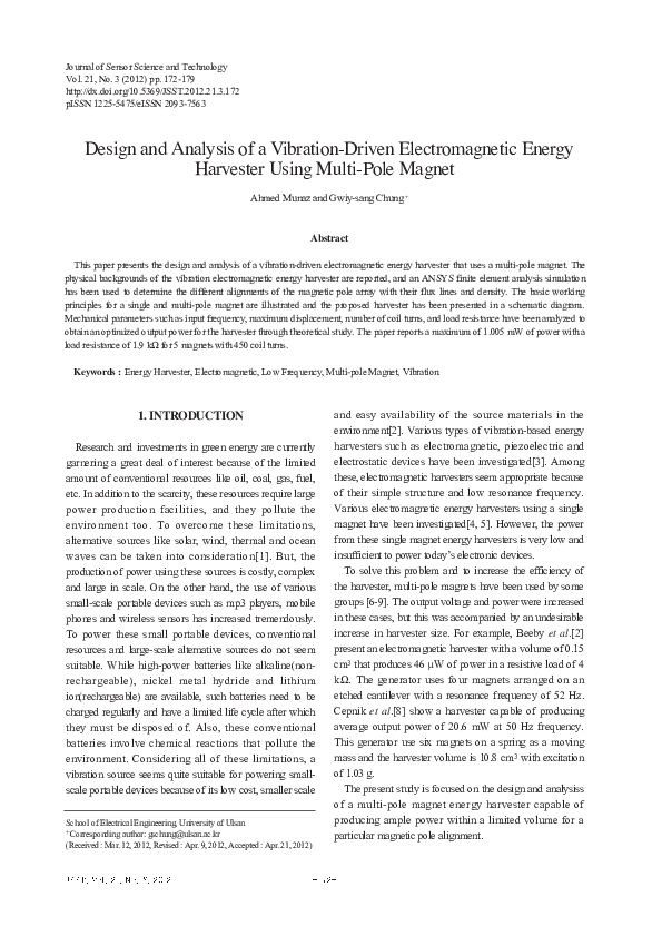(PDF) Design and Analysis of a Vibration-Driven Electromagnetic Energy ...