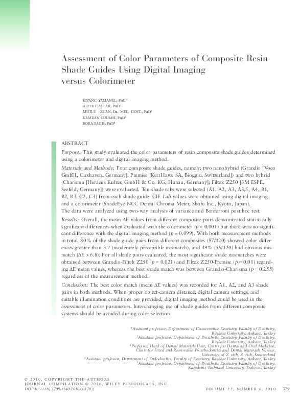 (PDF) Assessment of Color Parameters of Composite Resin Shade Guides ...