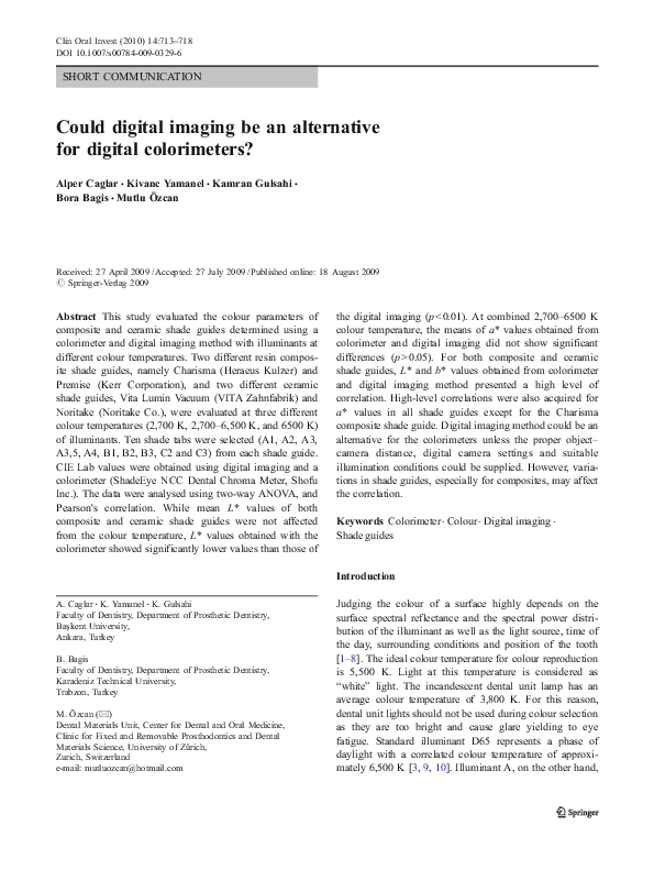 (PDF) Could digital imaging be an alternative for digital colorimeters?