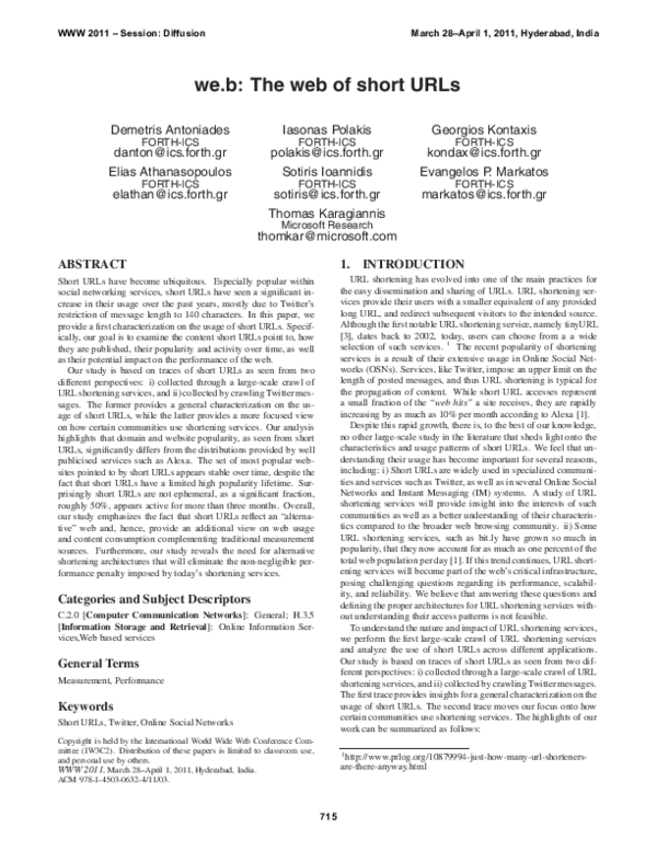 (PDF) we.b: the web of short urls
