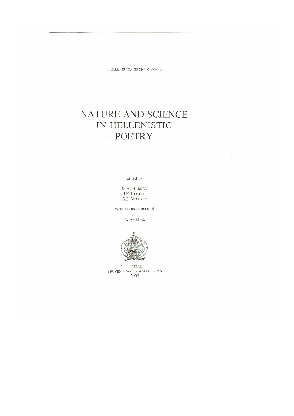 (PDF) “Scientific knowledge and poetic skill: colour words in Nicander ...