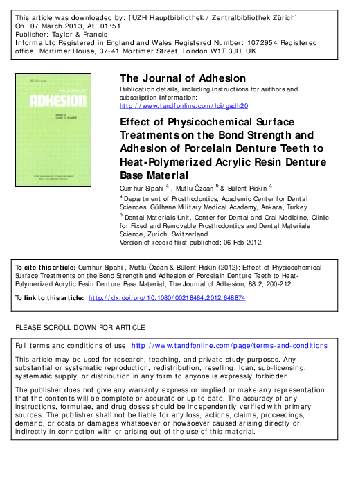 (PDF) Effect of Physicochemical Surface Treatments on the Bond Strength ...