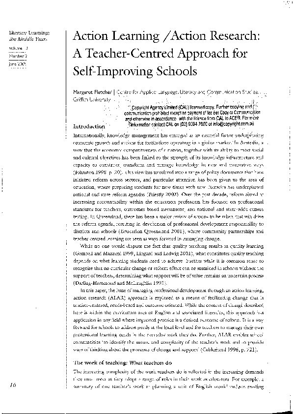(PDF) Action learning / action research : A teacher centered approach ...