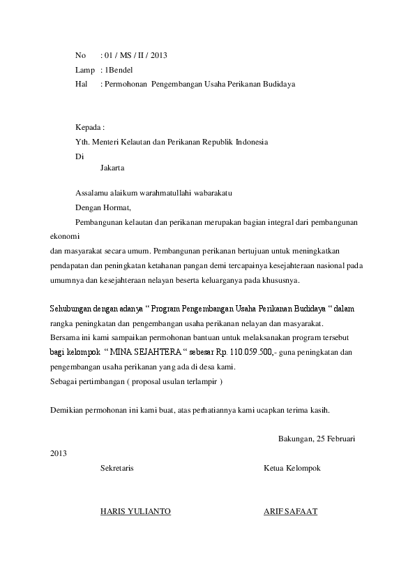 Contoh Surat Permohonan Bantuan Dana Pembangunan Pesantren