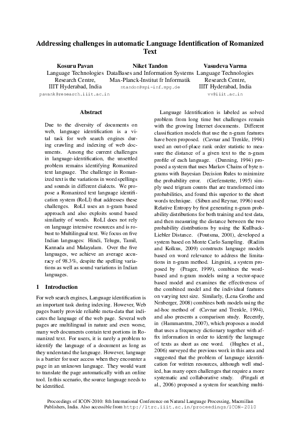 (PDF) Addressing challenges in automatic Language Identification of ...