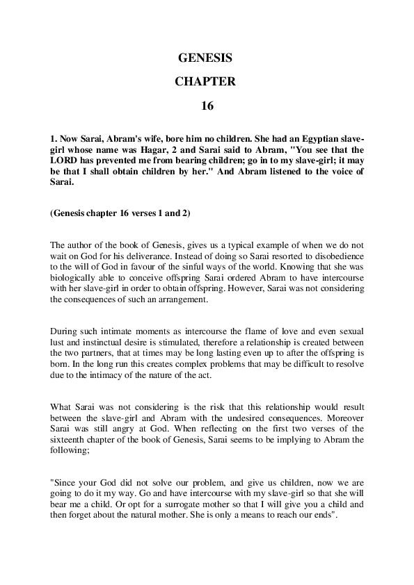 (DOC) Genesis Chapter 16