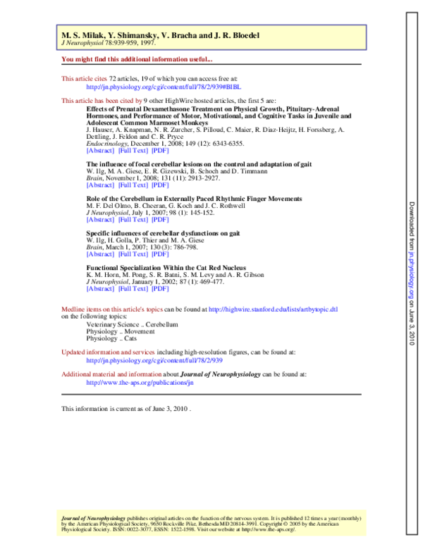 (PDF) Role of the Cerebellum in Externally Paced Rhythmic Finger Movements