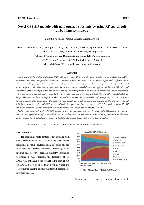 (PDF) Novel GPS SiP module with miniaturized substrate by using RF sub ...
