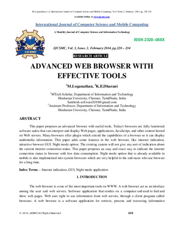 (PDF) ADVANCED WEB BROWSER WITH EFFECTIVE TOOLS﻿ IJCSMC Journal