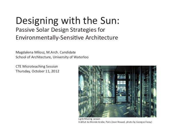 (PDF) Designing with the Sun: Passive Solar Design Strategies for ...