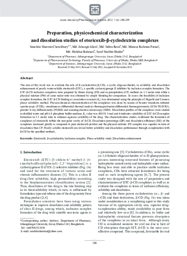 (PDF) Preparation, physicochemical characterization and dissolution ...
