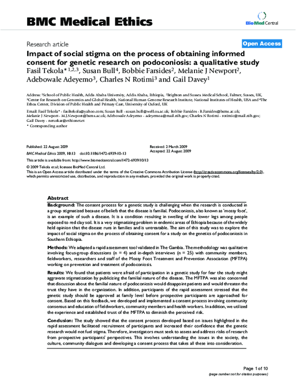 (PDF) Impact of social stigma on the process of obtaining informed ...