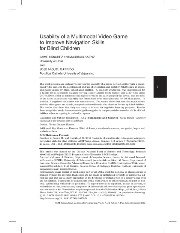 (PDF) Usability of a Multimodal Video Game to Improve Navigation Skills ...