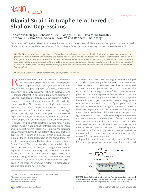 (PDF) Biaxial Strain in Graphene Adhered to Shallow Depressions