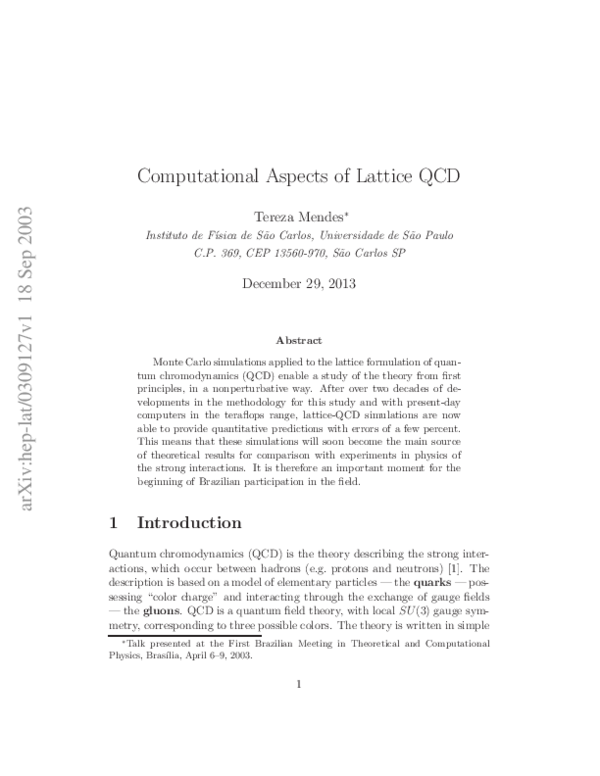(PDF) Computational Aspects of Lattice QCD