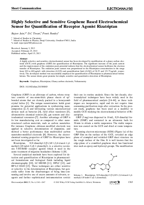 (PDF) Highly Selective and Sensitive Graphene Based Electrochemical