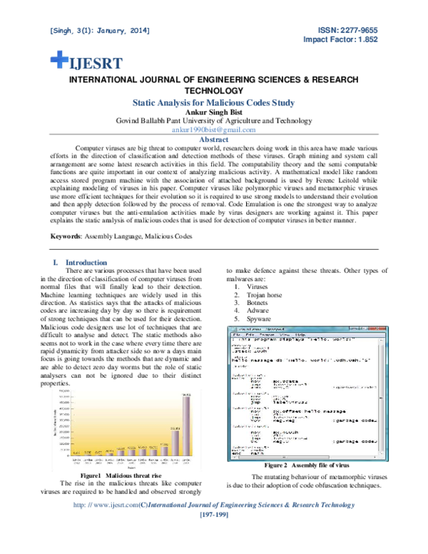 (PDF) Static Analysis for Malicious Codes Study.