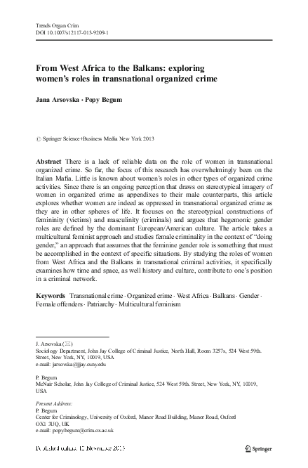 (PDF) From West Africa to the Balkans: exploring women's roles in ...