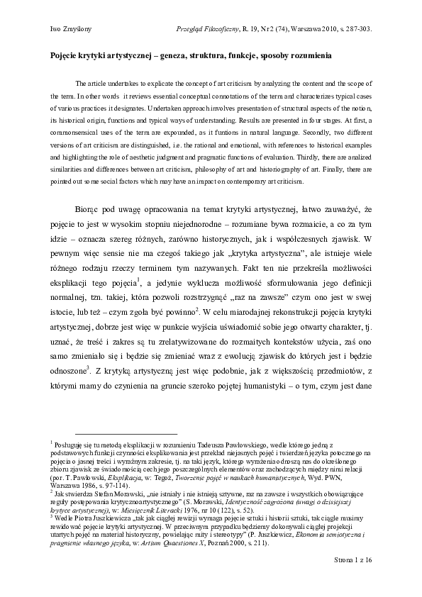 (PDF) Art criticism Sources, Structure, Function and Ways of