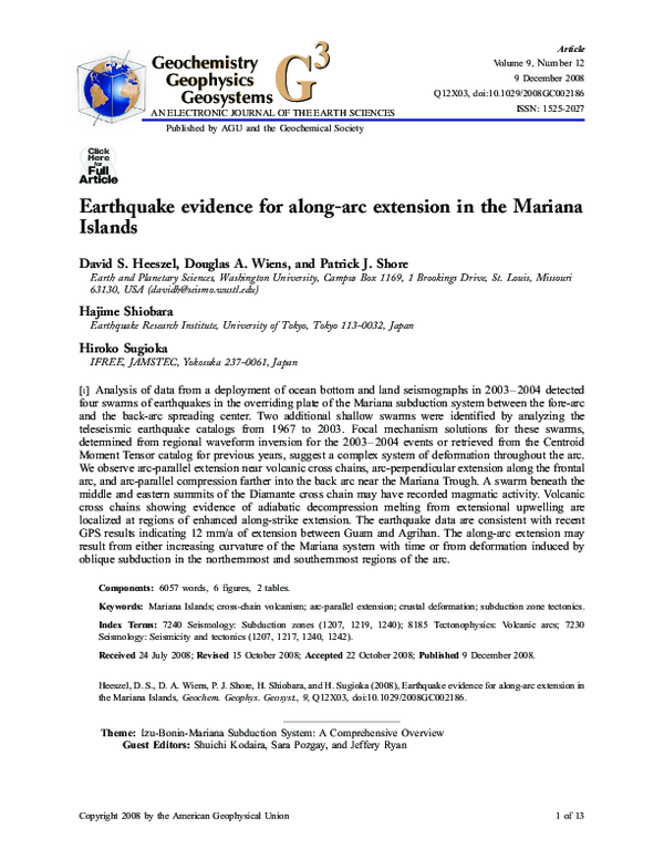 (PDF) Earthquake evidence for alongarc extension in the Mariana