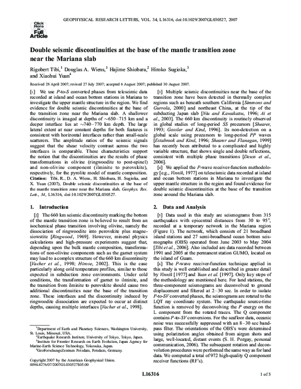 (PDF) Double seismic discontinuities at the base of the mantle ...