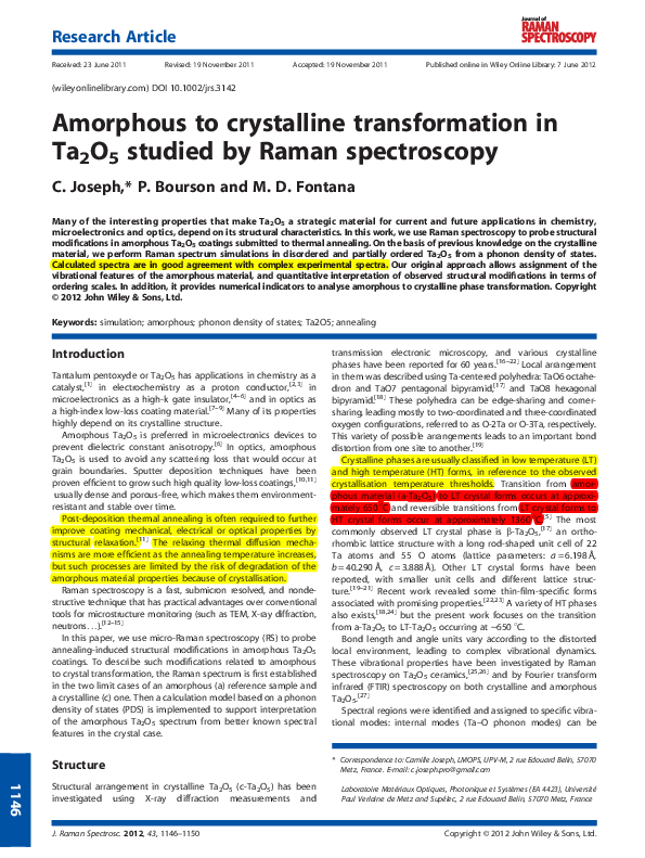 (PDF) Amorphous to crystalline transformation in Ta 2 O 5 studied by ...