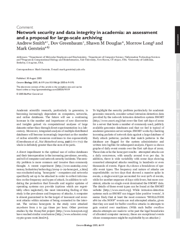 (PDF) Network security and data integrity in academia: an assessment ...