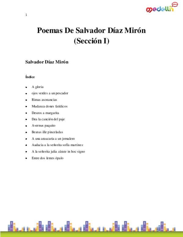 Pdf Poemas De Salvador Diaz Miron Seccion I Luis Enkeil Dominus Academia Edu pdf poemas de salvador diaz miron
