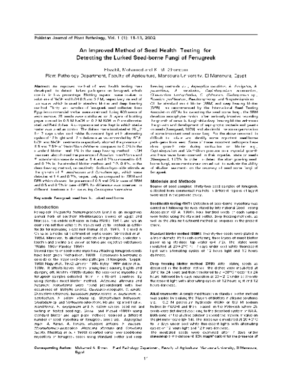 (PDF) An improved method of seed health testing for detecting the