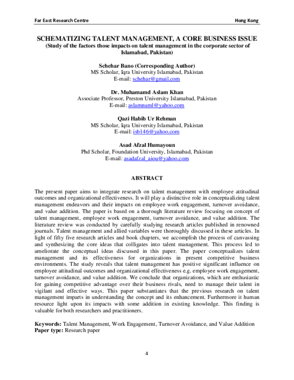 (PDF) Schematizing Talent Management, A Core Business Issue