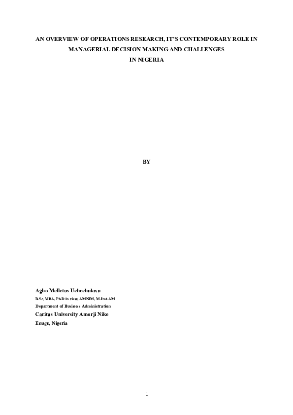 (DOC) OPERATIONS RESEARCH