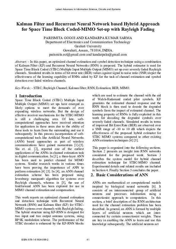 (PDF) Kalman Filter and Recurrent Neural Network based Hybrid Approach ...