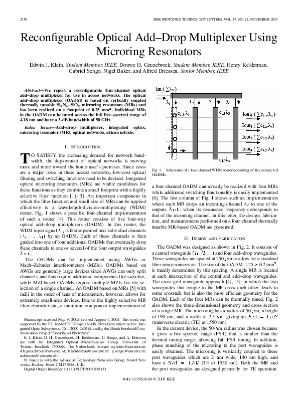(PDF) Reconfigurable optical add-drop multiplexer using microring ...
