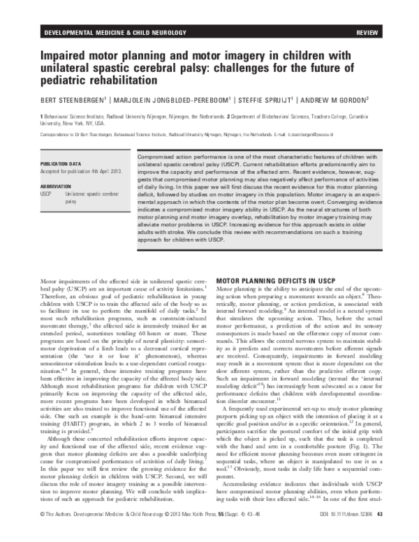 (PDF) Impaired motor planning and motor imagery in children with ...