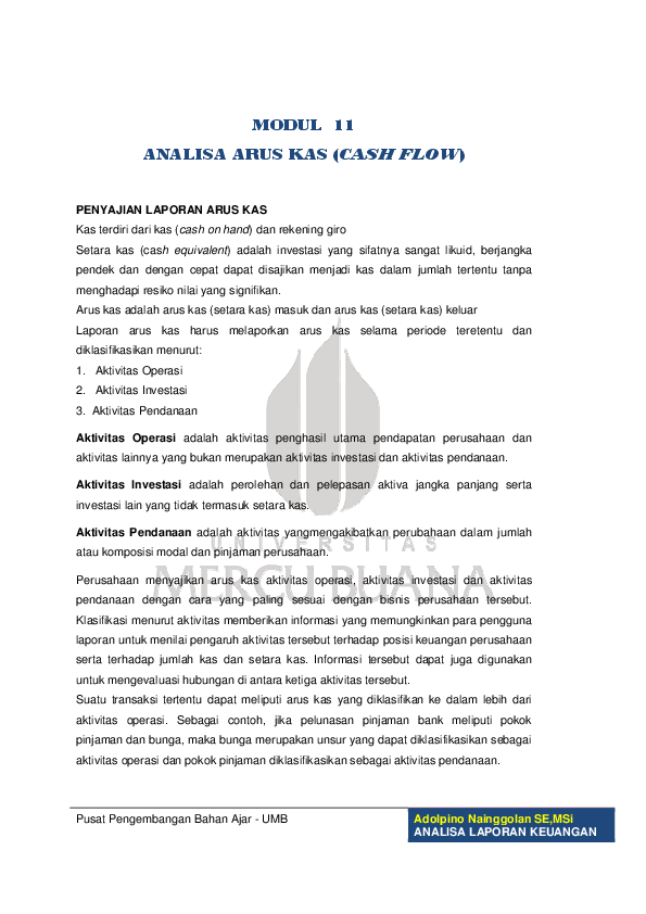 Pdf Modul 11 Analisa Arus Kas Zakymusthofa Widodo Academia Edu