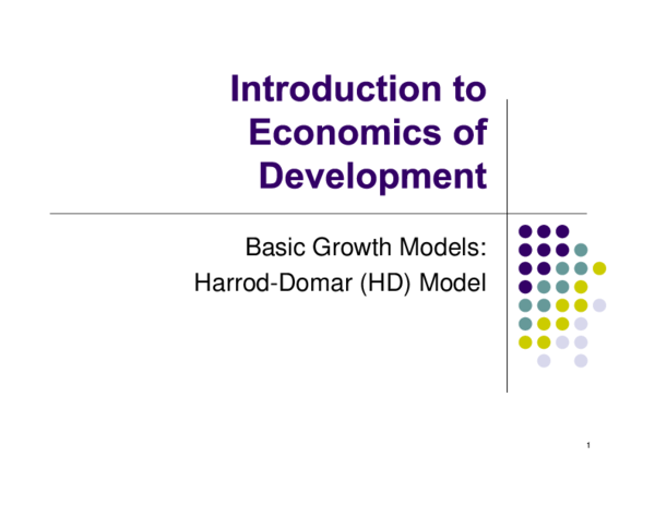 (PDF) Basic Growth Models HarrodDomar (HD) Model Sanjeev Kumar