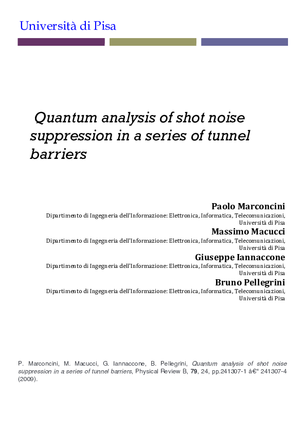 (PDF) Quantum analysis of shot noise suppression in a series of tunnel