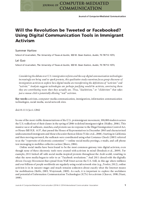 (PDF) Journal of ComputerMediated Communication Will the Revolution be