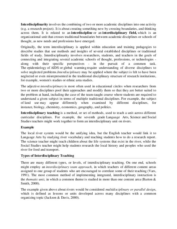(DOC) Interdisciplinarity