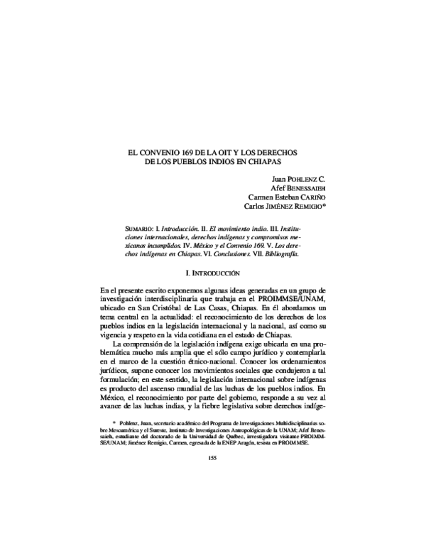 (PDF) EL CONVENIO 169 DE LA OIT Y LOS DERECHOS DE LOS PUEBLOS INDIOS EN CHIAPAS Raquel Riffel