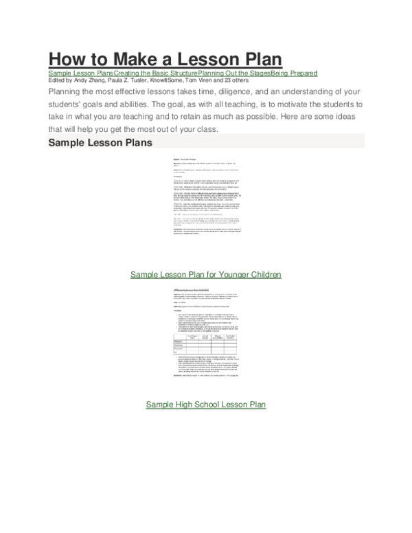 (DOC) The parts of a lesson plan