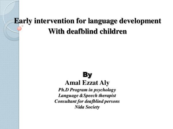 (PDF) Early intervention for language development with deafblind children