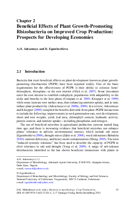 (PDF) BENEFICIAL EFFECTS OF PLANT GROWTH PROMOTING RHIZOBACTERIA ON ...