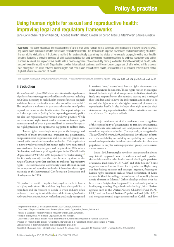 (PDF) Using human rights for sexual and reproductive health: improving ...