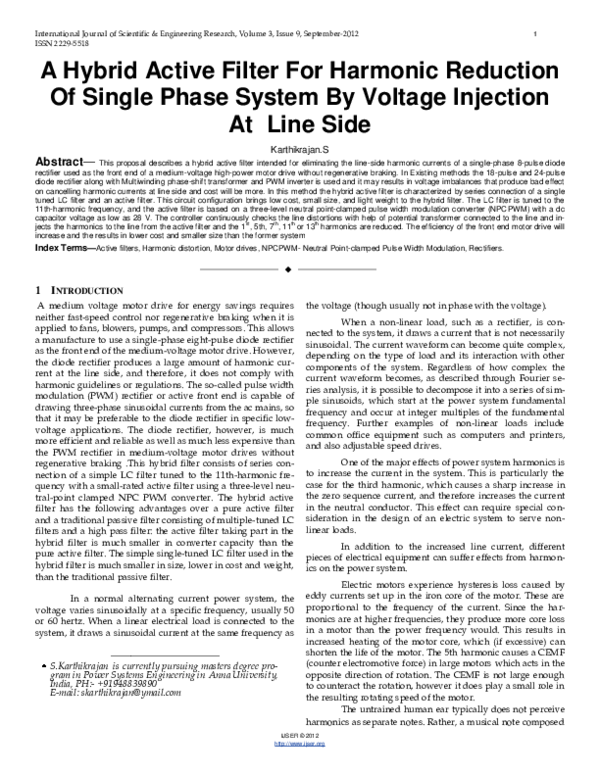 (PDF) A Hybrid Active Filter For Harmonic Reduction Of Single Phase ...