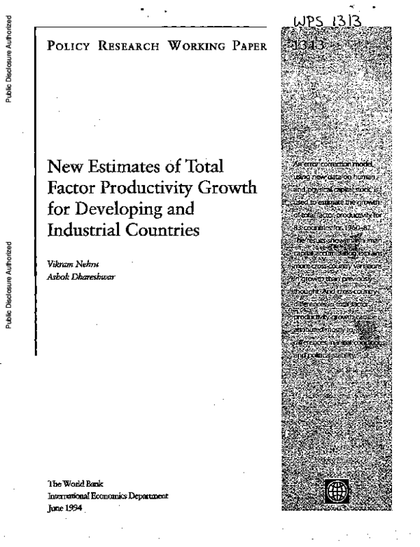 (PDF) New estimates of total factor productivity growth for developing ...